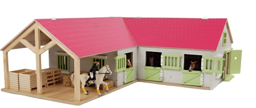 Establo infantil Corner Horse Horse con 3 cajas y trastero 1:24